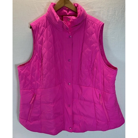 Talbots Jackets & Blazers - Talbots Vest Womens 3X Plus Pink Quilted Sleeveless Full Zip Insulated Outdoor
